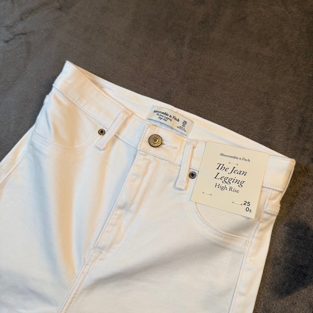 Abercrombie & Fitch The Jean Legging Jeans Womens 25 White High Rise Stretch NWT